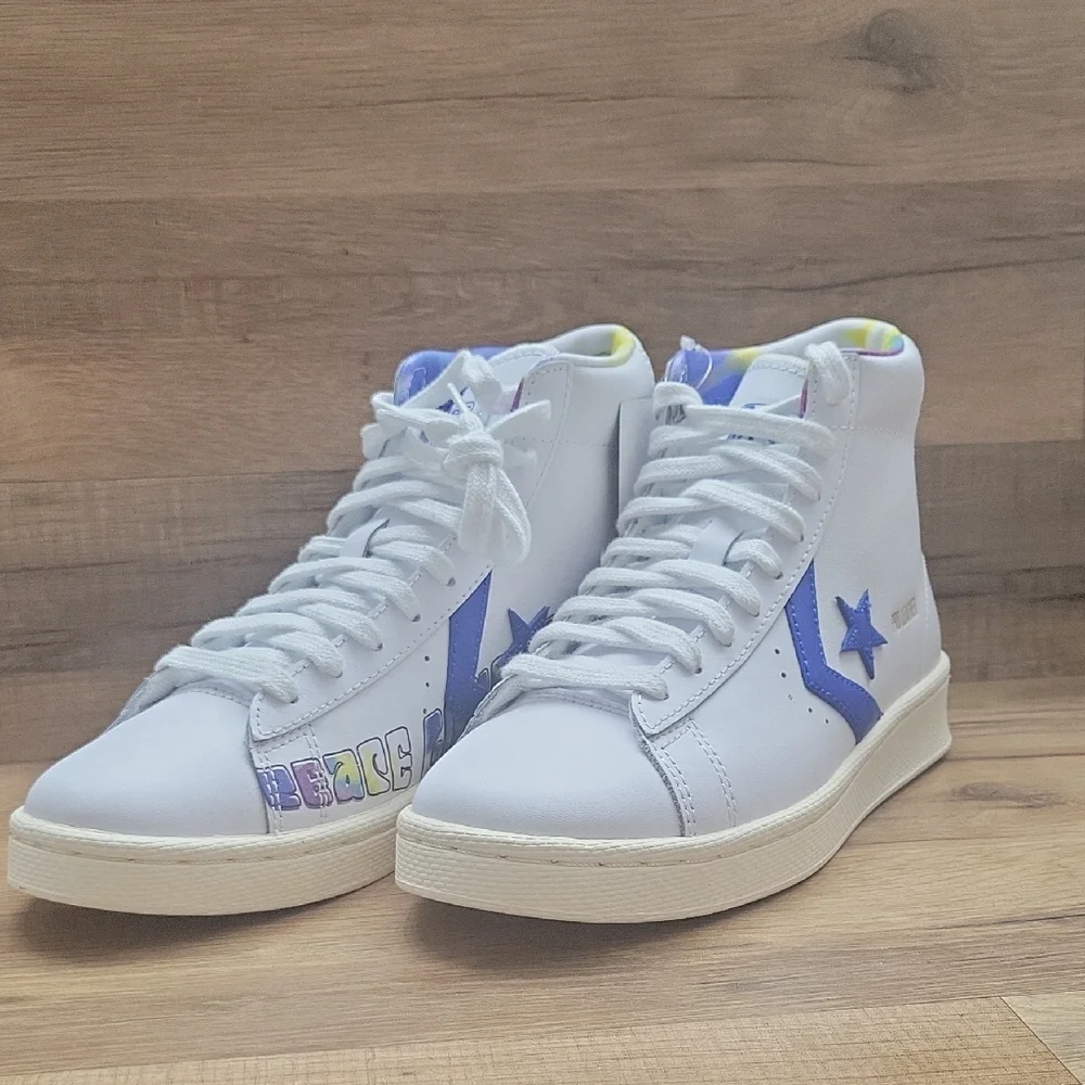Converse Kids High-Top Sneakers - White with Blue Accents - Picture 1 of 14